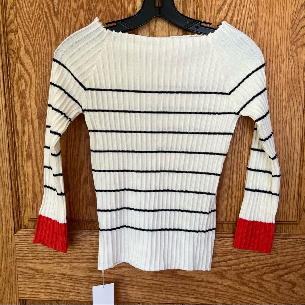 Doll Up Oops - Raw Hem - Striped Sweater - from Japan